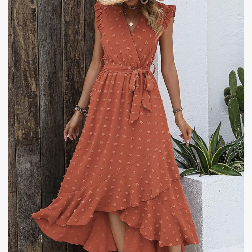 WOMEN V NECK BOHO DRESS SIZE M